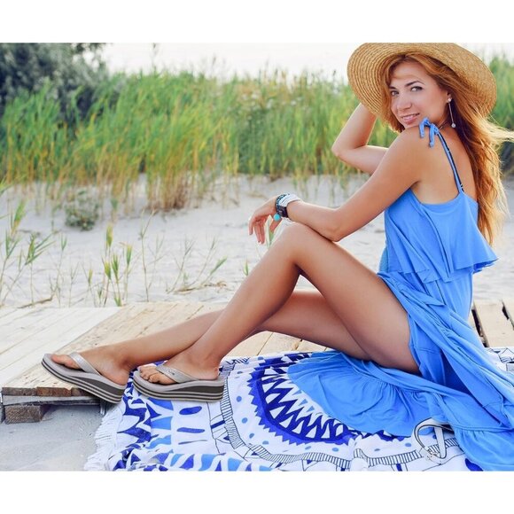 🆕 Grey Vegan Platform Flip Flops Sandals Arch Support Summer Shoes Women’s - Picture 7 of 7